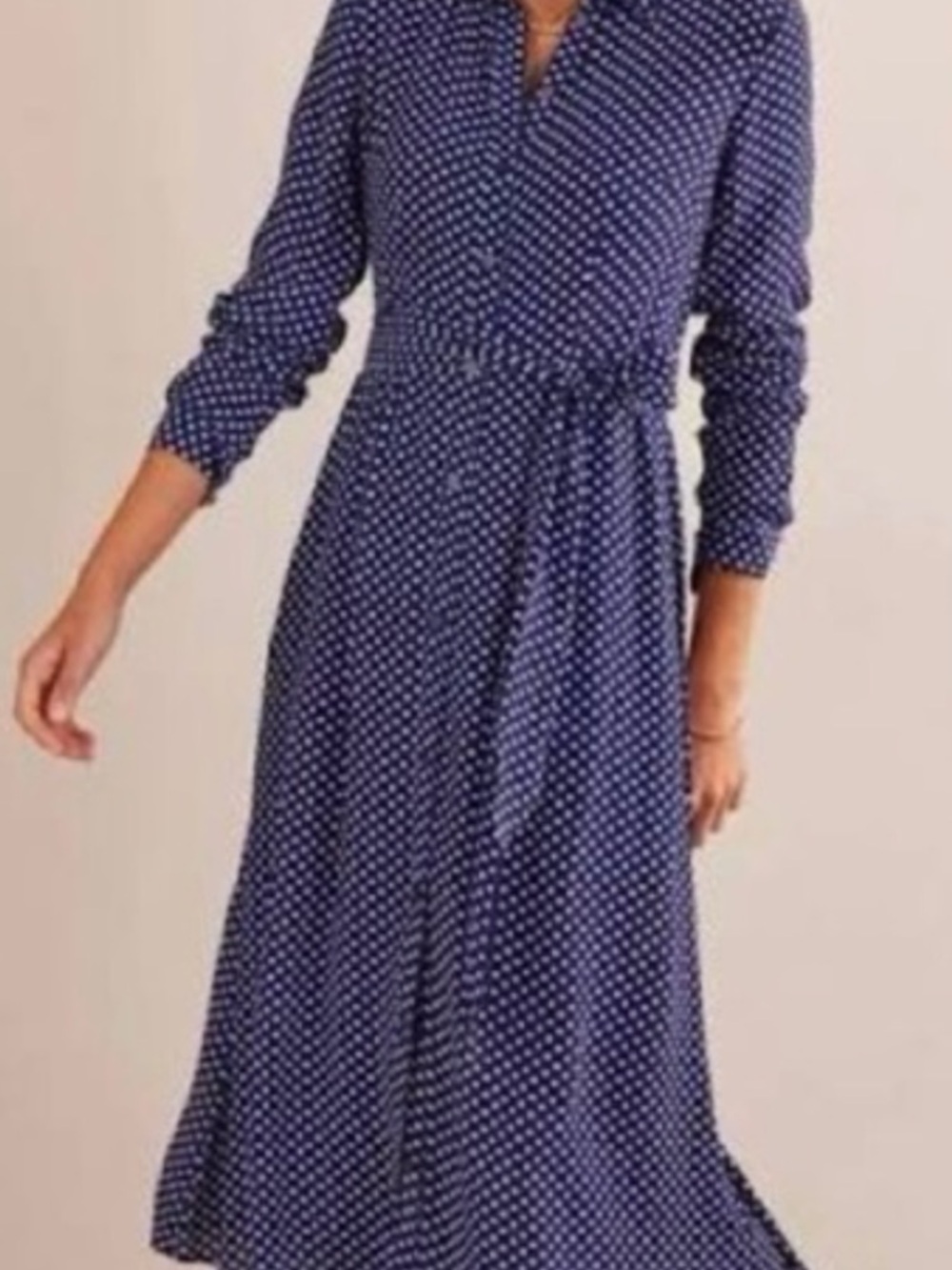 Boden Polka Dot Long Sleeve Maxi Dress - Navy Size 2 NWT